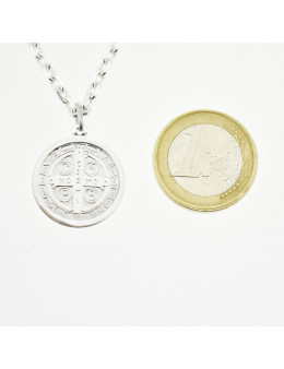 Médaille St Benoit en argent 925 - Diamètre 20 mm
