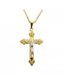 Pendentif crucifix en plaqué or et Christ en argent 925