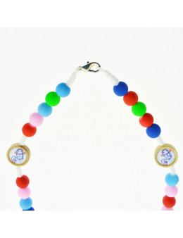 Chapelet avec perles multicolores en résine et mousqueton