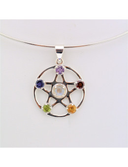 Pendentif argent 7 chakras