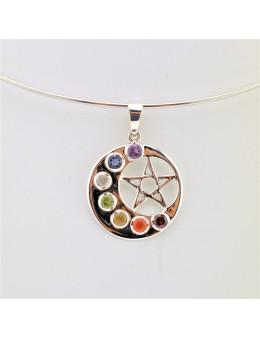 Pendentif argent 7 chakras