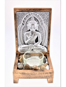 Photophore Bouddha plaque métallique