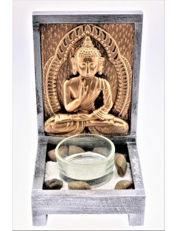 Photophore Bouddha plaque métallique