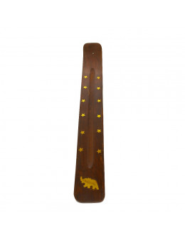 Porte encens gondole 31 CM - Bois incrusté de cuivre - Elephant