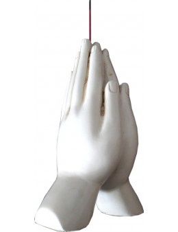 Porte encens main méditation blanche 13cm