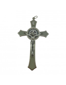 Crucifix / Croix de Saint Benoit en métal émaillé 12 cm