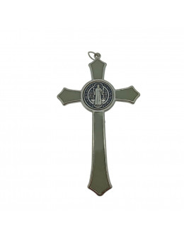 Crucifix / Croix de Saint Benoit en métal émaillé 12 cm