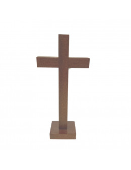 Calvaire / Crucifix / Croix bois foncé et métal argenté 14 cm