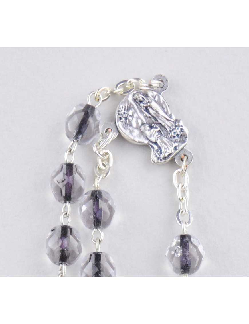 Chapelet métallique cristal médaille apparition 