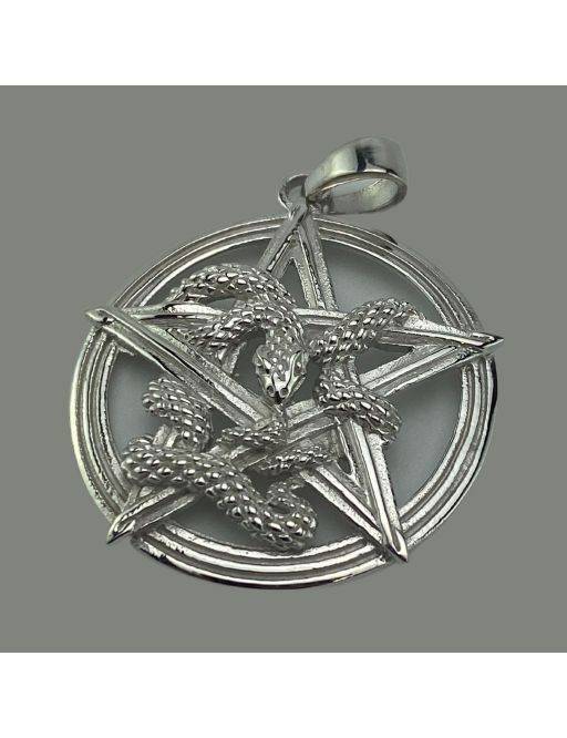 Pendentif pentagramme Argent - Serpent