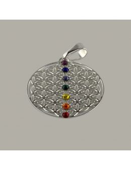 Petit Pendentif plaqué Argent - 7 chakras - Linéaire