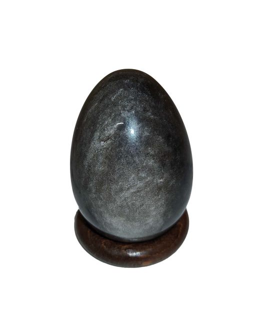 Oeuf Obsidienne Argenté - 5 x 3.5 cm