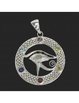 Pendentif Argent - 7 chakras - Oeil d'Horus - 45 mm