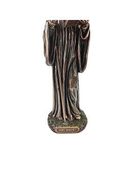 Statue bronze coulé à froid de saint Benoit, H. 23 cm