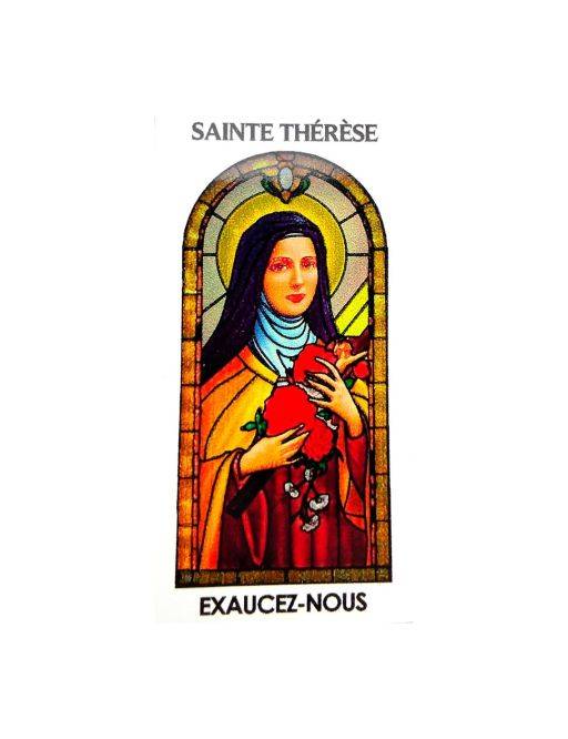 Autocollant Transparent "vitrail" sans prière 10.5x6.5 cm pour bougie de neuvaine de sainte Thérèse