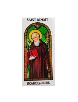 Autocollant PAPIER BLANC"vitrail" sans prière H.5,1x3,1 cm pour veilleuse 20/24 heures de saint Benoît