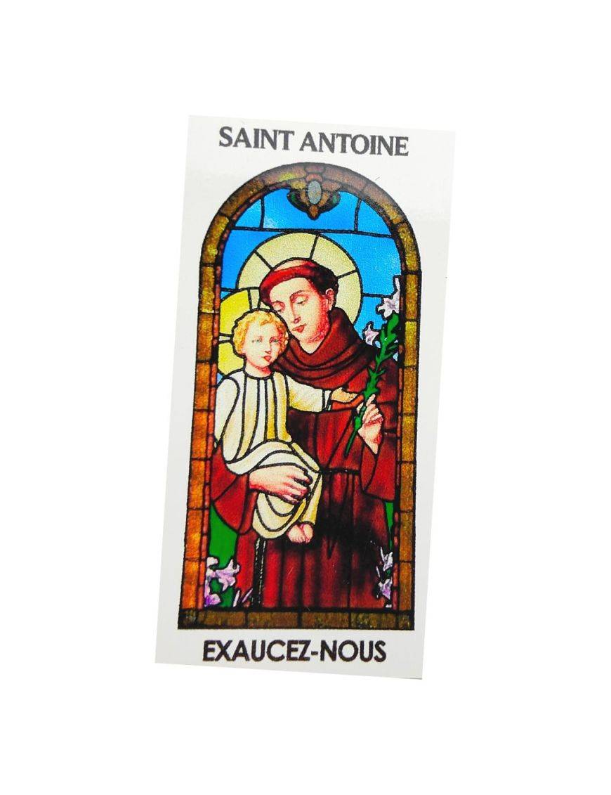 Autocollant PAPIER BLANC "vitrail" sans prière H.5,1x3,1 cm pour veilleuse 20/24 heures de saint Antoine