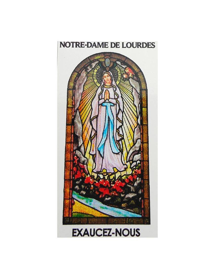 Autocollant PAPIER BLANC"vitrail" sans prière 10.5x6.5 cm pour bougie de neuvaine de ND de Lourdes