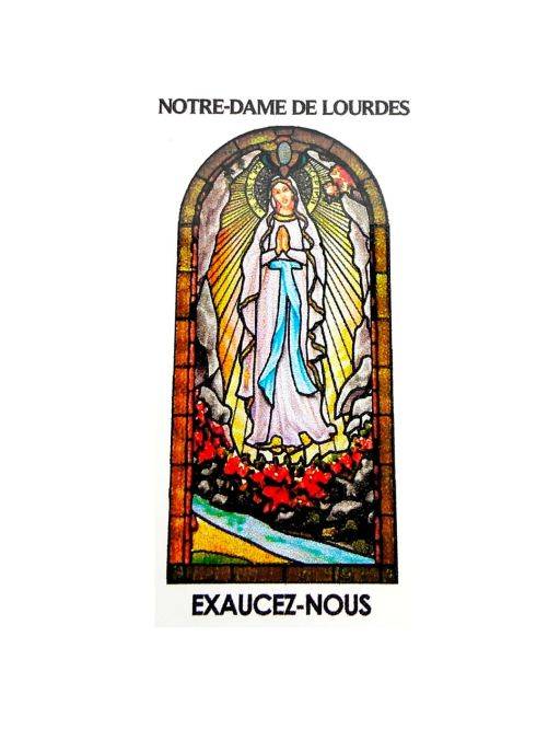 Autocollant Transparent "vitrail" sans prière 10.5x6.5 cm pour bougie de neuvaine de ND de Lourdes