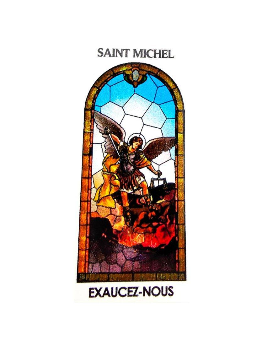 Autocollant Transparent "vitrail" sans prière 10.5x6.5 cm pour bougie de neuvaine de saint Michel