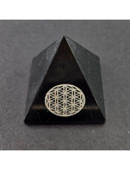  Pyramide Shungite 5 cm avec le symbole Fleur de vie