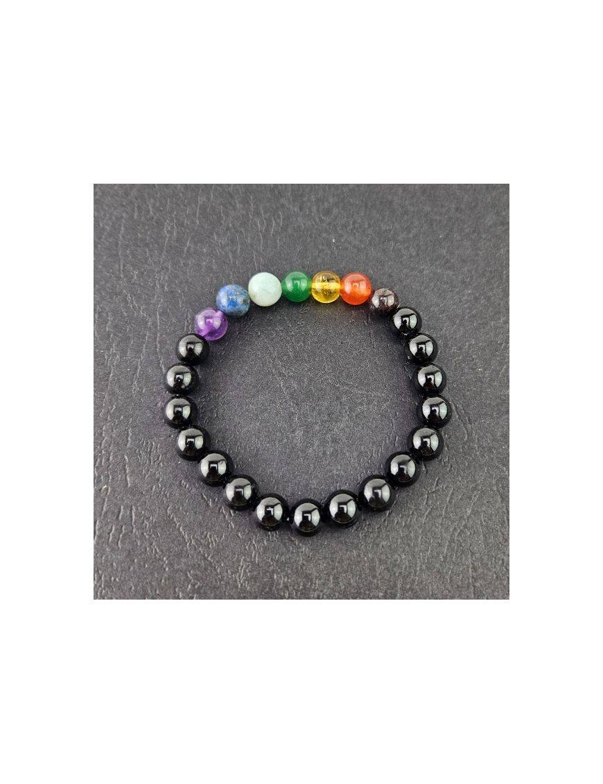 Bracelet perles 8mm - Tourmaline noir - 7 Chakras