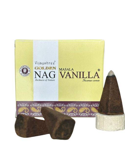 Encens cone Vijayshree Golden - Nag Vanille 10 pcs