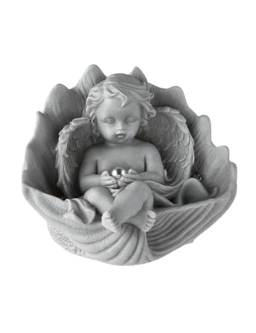 Statuette-Icones Petit Ange assis dans Coquille saint-jacques avec sa Perle 