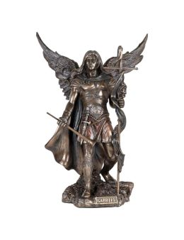Statue de l’archange Gabriel en bronze à froid, hauteur 24 cm. Détails