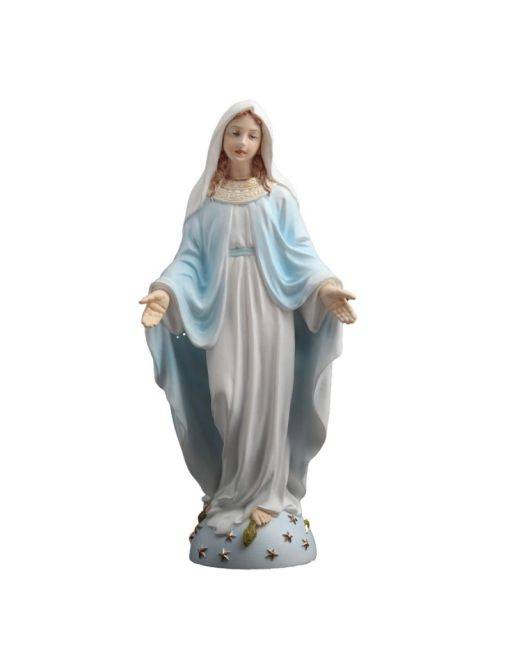 Statue de la Vierge Miraculeuse en polystone polychrome, peinte à la main, Hauteur 121cm