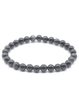 Bracelet Obsidienne Noire Dorée perles 6mm