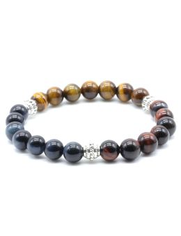 Bracelet Protection 7-mix 3 Oeils Naturel perles 8mm