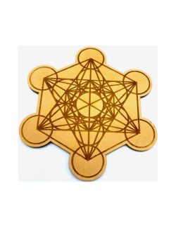 Plaque Metatron Sculpé - Bois - 15 Cm