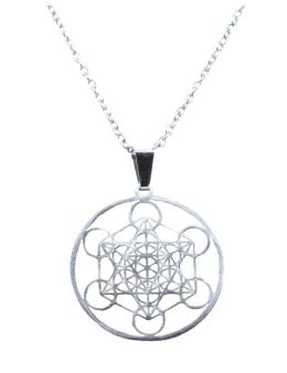 Pendentif Acier Inox&nbsp; - Cube de métatron - 25 mm