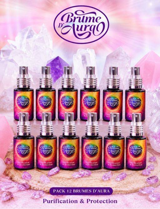 Coffret Rituel des 12 Brumes&nbsp;d’Aura – Parfums énergétiques purs sans alcool – 12 x 30 ml