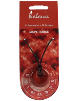 Pendentif pierre ronde percée - Balance - Jaspe rouge