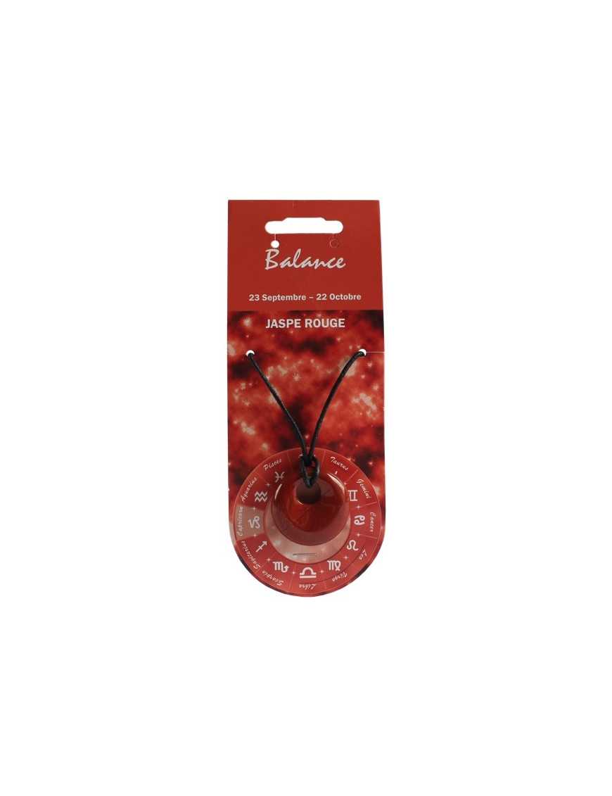 Pendentif pierre ronde percée - Balance - Jaspe rouge