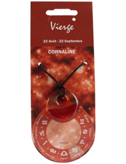 Pendentif pierre ronde percée - Vierge - Cornaline