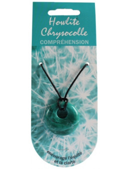 Pendentif pierre ronde percée - Howlite chrysocolle