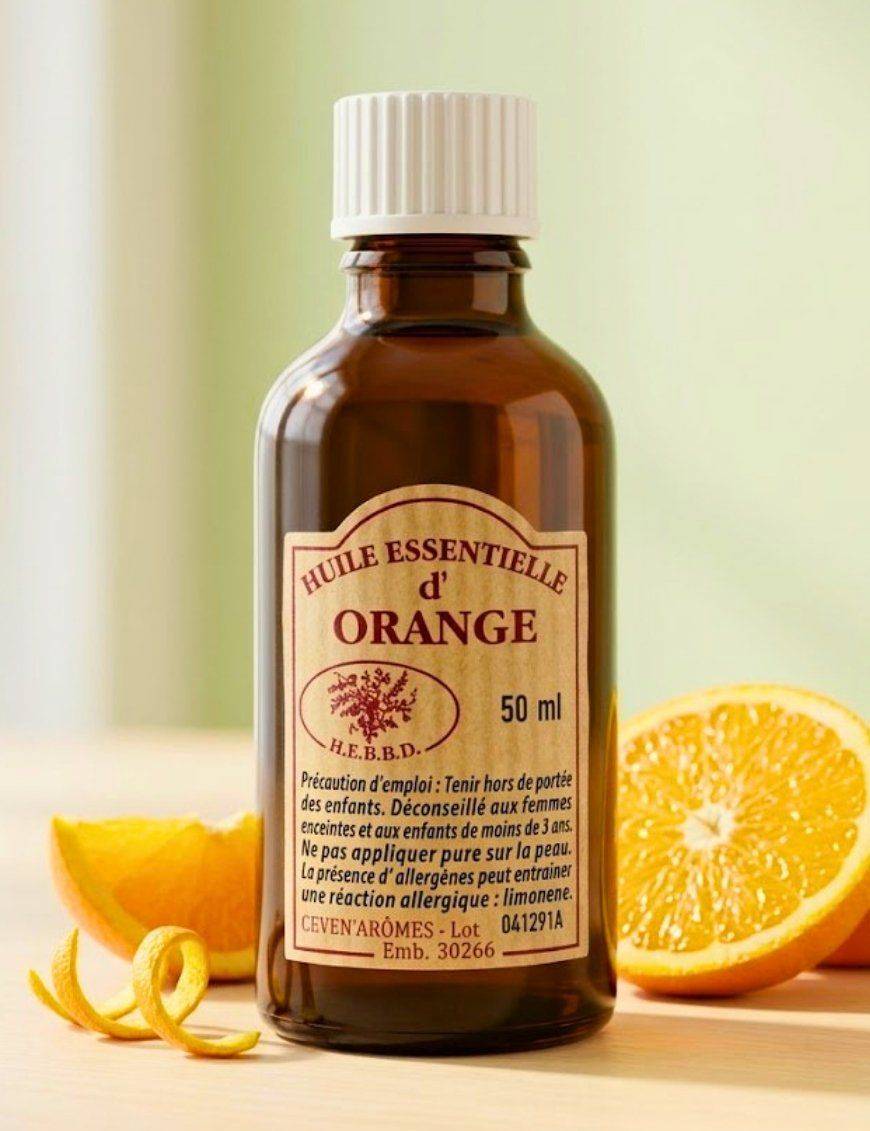 Huile essentielle d'Orange douce 50 ml avec Compte-gouttes