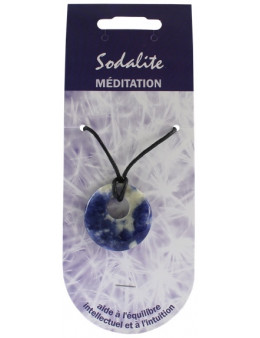 Pendentif pierre ronde percée - Sodalite
