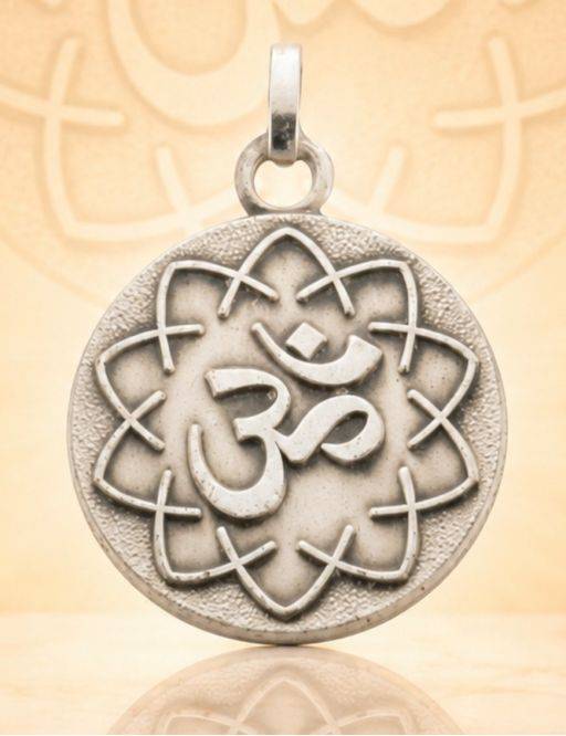 Pentacle Om - Médaille talismanique - Argenté - 3cm