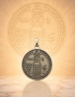 Pentacle des 7 planètes- Médaille talismanique - Argenté - 3cm