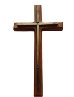 Croix en bois avec croix cuivre sans Christ 