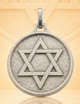 Pentacle de Salomon / Etoile de David - Médaille talismanique - Argenté - 3cm