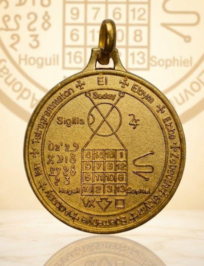 Pentacle des 7 planètes- Médaille talismanique - Doré - 3cm