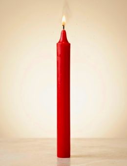 Bougie - Rouge Vif - Ø 2.00 x 20 cm - durée de combustion de 6 heures -