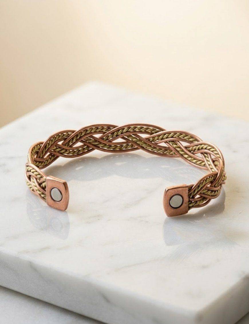 Bracelet Tressé Double Cuivre avec Aimants