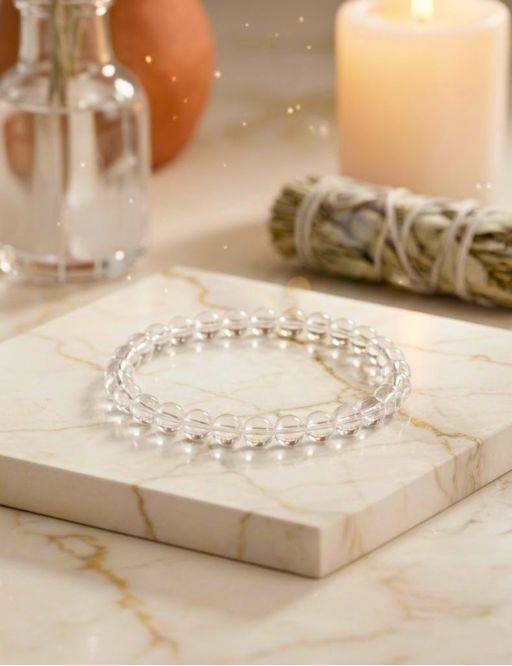 Bracelet Cristal de Roche perles 6mm