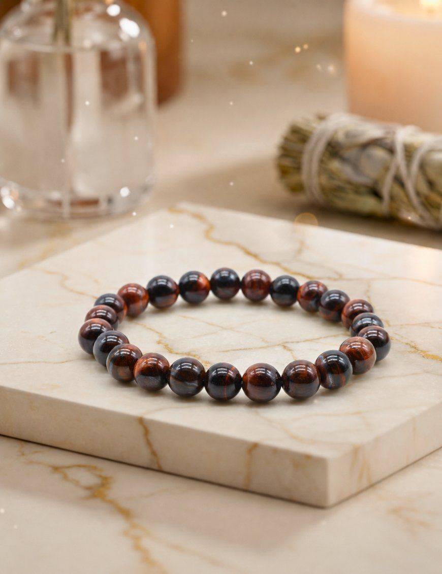Bracelet Oeil de Taureau perles 8mm